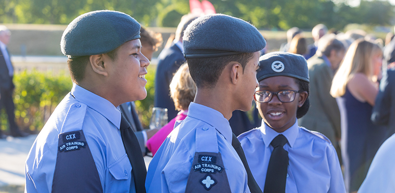 Group of young people dressed in Air Cadet uniforms