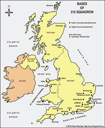 Map of bases of 312 Squadron