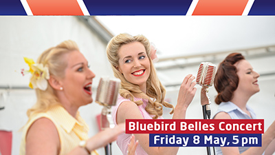Enjoy a 1940s style concert with the Blue Bird Belles at 5.00pm