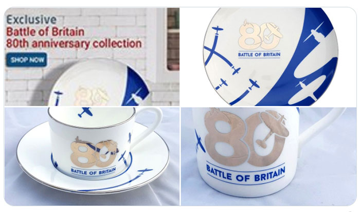 Imagery showing our Battle of Britain Fine Bone China, now available online and in our shops.