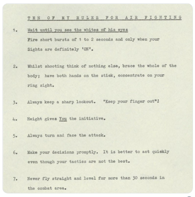 Seven of the 10 rules devised by 'Sailor' Malan