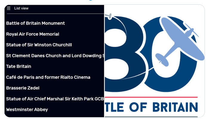 A list of locations in London associated with the Battle of Britain