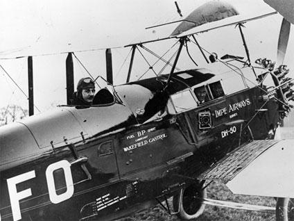 Alan Cobham and his companions in a de Havilland D.H.50J biplane at the start of their South African adventure