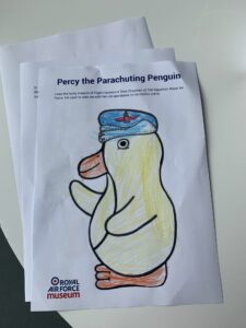 Percy the Parachuting Penguin Colouring In Sheet