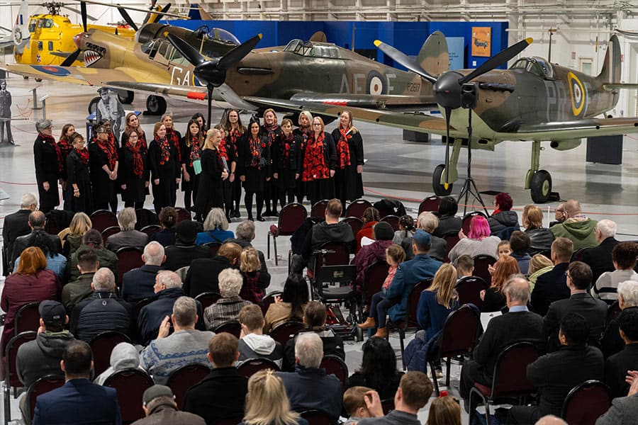 Crowd with choir in London for Remembrance