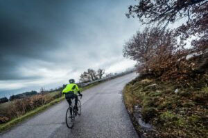 Cyclist doing a challenge for the Museum