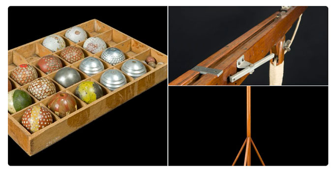 Several research objects used by Barnes Wallace to design the bouncing bomb