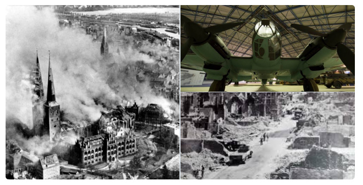 Bomber Collage with historic pictures showing Canterbury in ruins