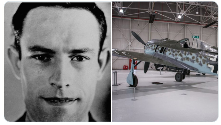 Montage showing image of Heinrich Ehrler and a Focke Wulf 190