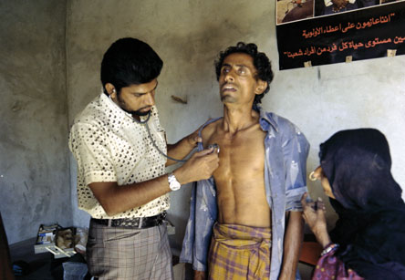 A member of the Rural Health Service bringing much needed care to the local populace. They were regularly flown into difficult areas by helicopters and transport aircraft of the Sultan of Oman's Air Force. A member of the Rural Health Service bringing much needed care to the local populace. They were regularly flown into difficult areas by helicopters and transport aircraft of the Sultan of Oman's Air Force.