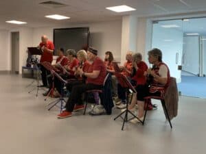 Members of the Barnet U3A Ukulele group playing in the Museum's Learning Centre