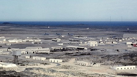 RAF Masirah with 3 Vulcan Bombers in the background circa 1970