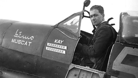 Noted Ace Squadron Leader J.A. Plagis in Supermarine Spitfire LFIX 'Muscat'