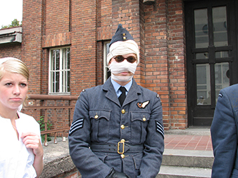A shot from the filming of the staged documentary film The Enemy of Fate, produced by Unitedfilm. The film commemorates Franišek Truhlár – first, he was an aerial gunner for the RAF, but then, after being seriously burned in a crash, he became a fighter pilot after recovery. Upon returning from an operation, he crashed and was again seriously burned. 