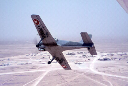 A Hunting Percival Piston Provost banking over Salalah